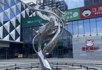 校園海浪雕塑，拉絲景觀雕塑，抽象主題