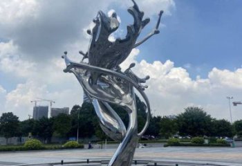 園林海浪雕塑，噴漆景觀雕塑，鏡面形式