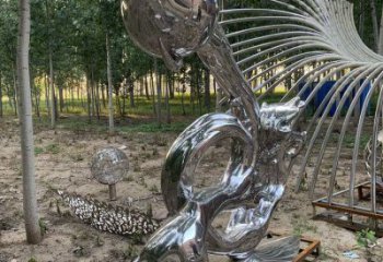 浪花雕塑制造，美陳雕塑，鏡面浪花天壺雕塑展品