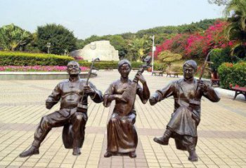拉二胡雕塑承接，校園雕塑，民俗人物雕塑定制