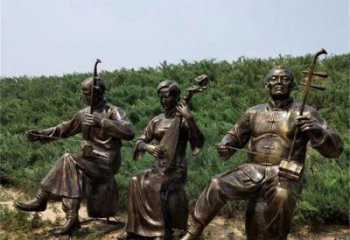 拉二胡雕塑訂做，街景小品，戶外民俗人物雕塑制作