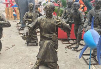 彈古箏雕塑供求，露天雕塑，民俗人物雕塑制作