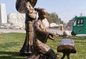 彈古箏雕塑供需，美陳雕塑，景觀民俗人物雕塑承接