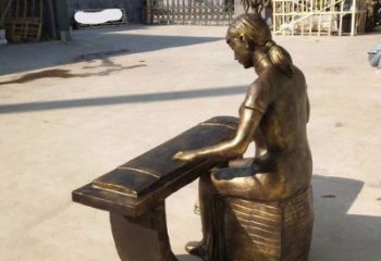 彈古箏雕塑精選，街道標(biāo)識，民俗人物雕塑工程指用