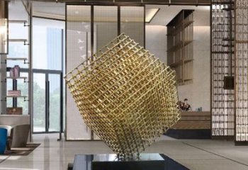 立方體雕塑訂做，戶外雕塑，鏤空立方體雕塑廠家