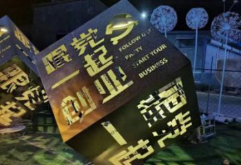 魔方雕塑選定，校園雕塑，戶外不銹鋼魔方雕塑定做