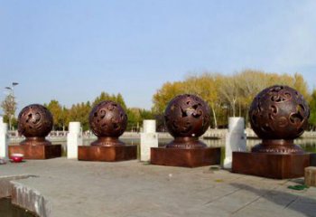鏤空球雕塑承接，村標概念，地產(chǎn)烤漆鏤空球雕塑廠家