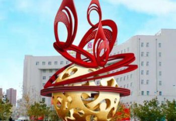 鏤空球雕塑展品，街頭雕塑，烤漆鏤空球雕塑供需