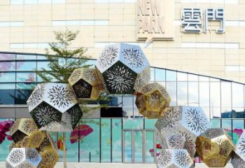 棱面球雕塑承接，鍛造工藝，鏤空棱面球雕塑制造廠家