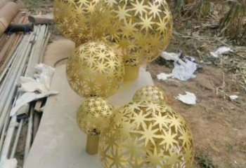 燈光球雕塑訂做，景區(qū)案例，不銹鋼燈光球雕塑定制