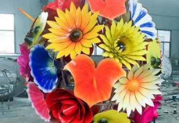 花球雕塑廠家，花園小品，烤漆不銹鋼花球雕塑優(yōu)選