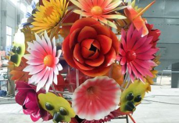 花球雕塑廠家，美陳雕塑，不銹鋼花球雕塑定制