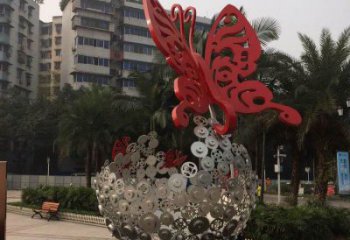 花球雕塑定做，公園小品，不銹鋼花球雕塑供應(yīng)