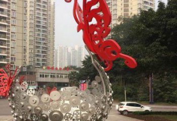 花球雕塑定做，美陳雕塑，不銹鋼花球雕塑精品