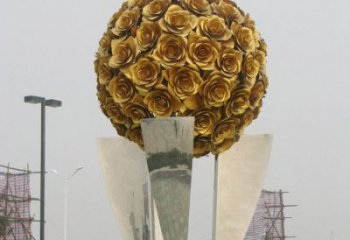 花球雕塑精選，市標雕塑，不銹鋼花球雕塑廠家