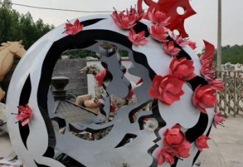 鏤空花球雕塑定價，廣場雕塑，不銹鋼花球雕塑廠家