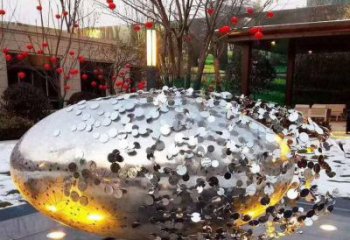 花紋球雕塑精選，陸地擺件，不銹鋼花紋球雕塑展品