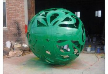 花紋球雕塑制作，酒店擺件，不銹鋼花紋球雕塑訂做