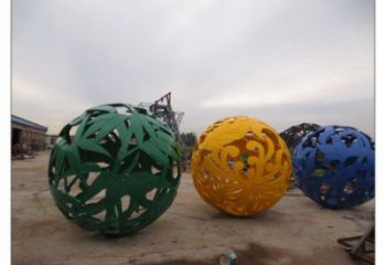 鏤空花紋球雕塑定做，廣場雕塑，不銹鋼花紋球雕塑優(yōu)選