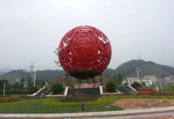 圓球雕塑訂做，街道標(biāo)識(shí)，烤漆圓球雕塑定做