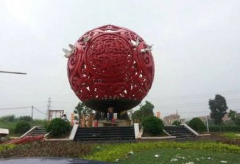 圓球雕塑服務(wù)商，街道標(biāo)識(shí)，景觀烤漆圓球雕塑定制
