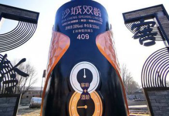 小區(qū)酒瓶雕塑，拉絲景觀雕塑，抽象效果