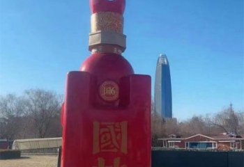 洋酒瓶雕塑精品，標(biāo)識(shí)雕塑，玻璃鋼洋酒瓶雕塑供給