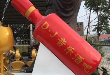 酒瓶雕塑批發(fā)，水景雕塑，抽象流水酒瓶雕塑定價(jià)
