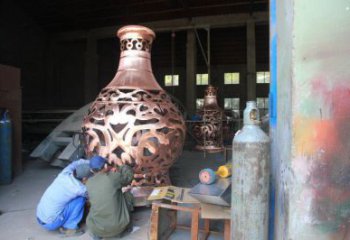 銅花瓶雕塑精選，室外軟裝，抽象銅花瓶雕塑廠家