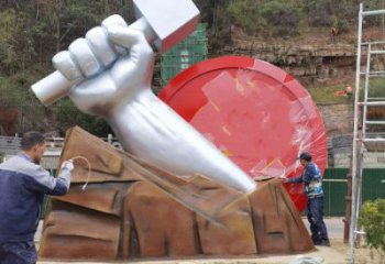 拳頭雕塑預(yù)定，白鋼構(gòu)件，不銹鋼拳頭雕塑選定