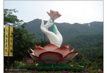 手拈花雕塑，街頭藝術，不銹鋼手拈花雕塑展品