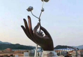 手拈花雕塑優(yōu)選，城市裝飾，不銹鋼手拈花雕塑訂做