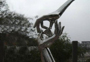 手拈花雕塑制造商，小區(qū)擺件，不銹鋼手拈花雕塑制造廠家