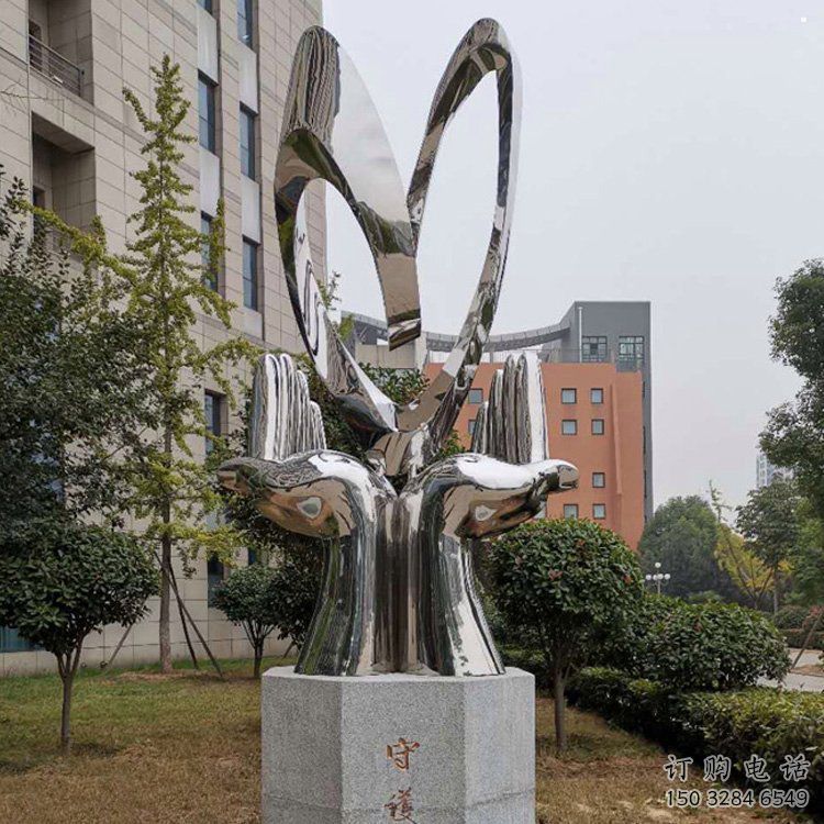 雙手雕塑指用，小區(qū)雕塑，廣場不銹鋼雙手雕塑制作