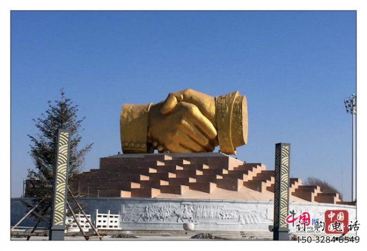 握手雕塑訂做，彩鋼制作，不銹鋼握手雕塑訂做廠家