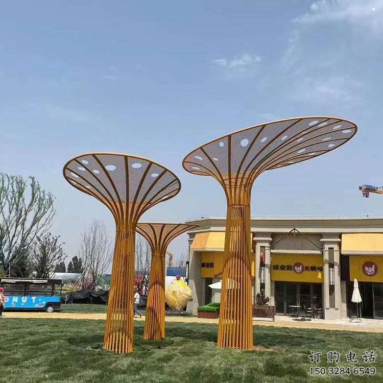 遮陽樹雕塑制作，村標(biāo)概念，不銹鋼遮陽樹雕塑廠