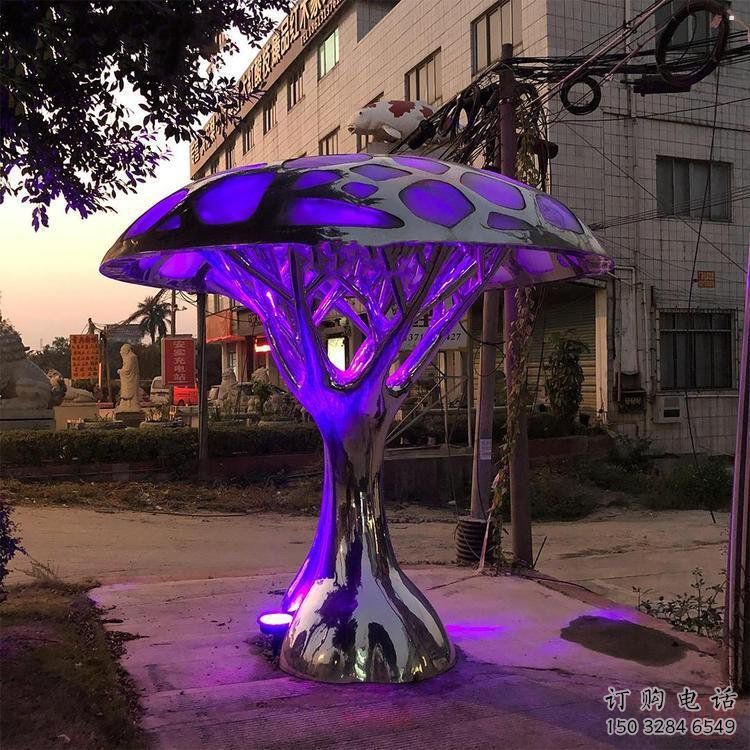 燈光樹雕塑精品，景觀雕塑，不銹鋼燈光蘑菇樹雕塑生產(chǎn)商