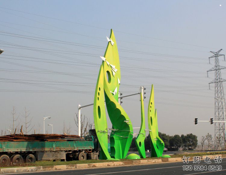 樹葉雕塑選用，建筑標(biāo)識雕塑，烤漆樹葉雕塑廠家