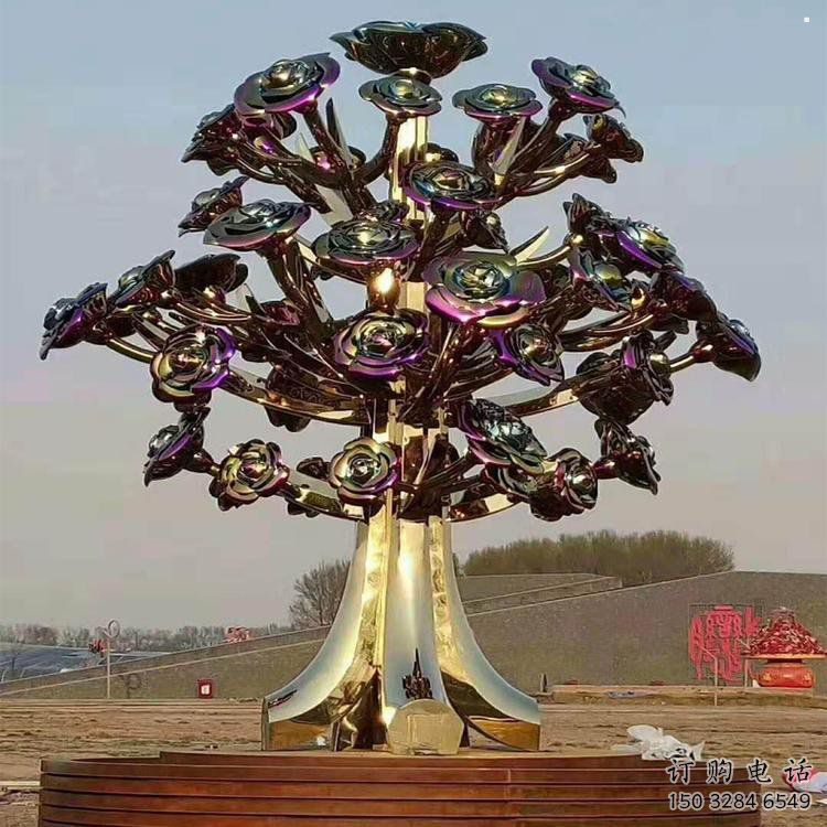 花樹雕塑加工商，鋼管組合，鈦金不銹鋼花樹雕塑定做
