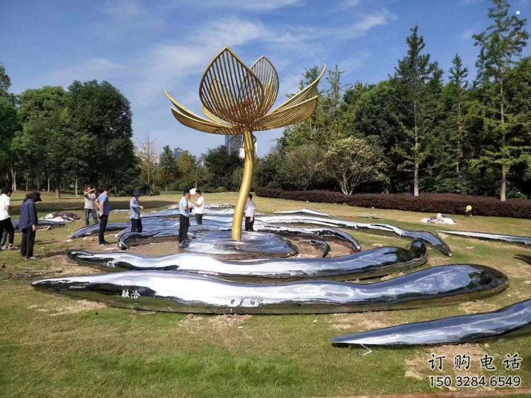 花樹雕塑制造商，街景小品，不銹鋼花樹雕塑定制