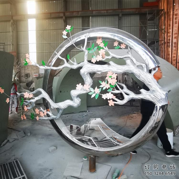 梅花樹雕塑廠家，花園小品，不銹鋼梅花樹雕塑精選