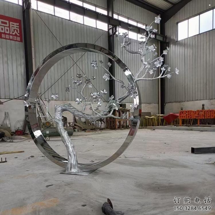 梅花樹(shù)雕塑制造商，戶外擺放，不銹鋼梅花樹(shù)雕塑供應(yīng)