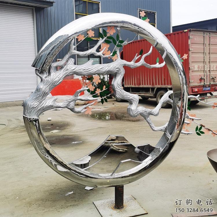 梅花樹雕塑制作，公園小品，不銹鋼梅花樹雕塑訂做