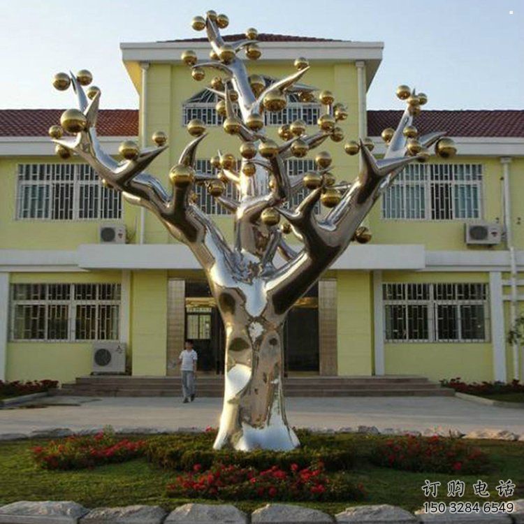樹(shù)干雕塑供需，室外軟裝，藝術(shù)不銹鋼樹(shù)干雕塑指用
