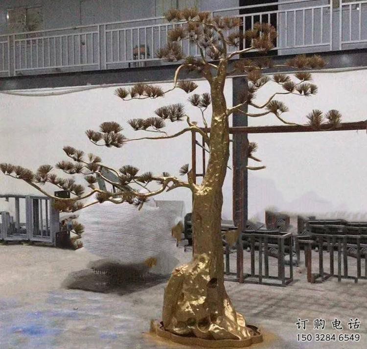 松樹雕塑廠家，村標(biāo)概念，不銹鋼松樹雕塑通用