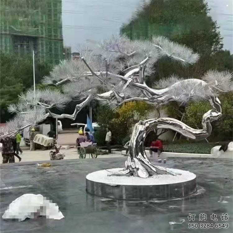 松樹雕塑制造商，美陳雕塑，不銹鋼松樹雕塑廠家