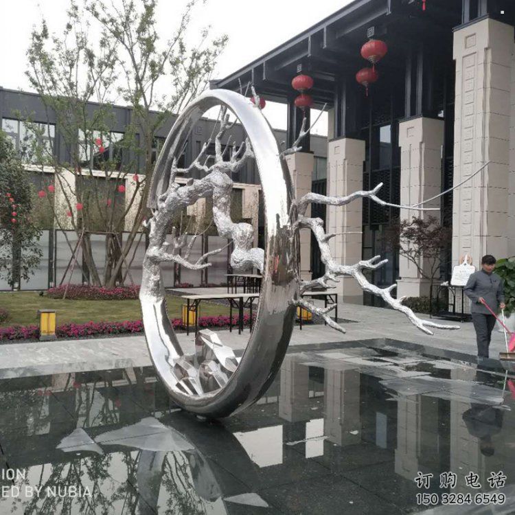 圓環(huán)樹雕塑定制，市標(biāo)雕塑，不銹鋼圓環(huán)樹雕塑定做