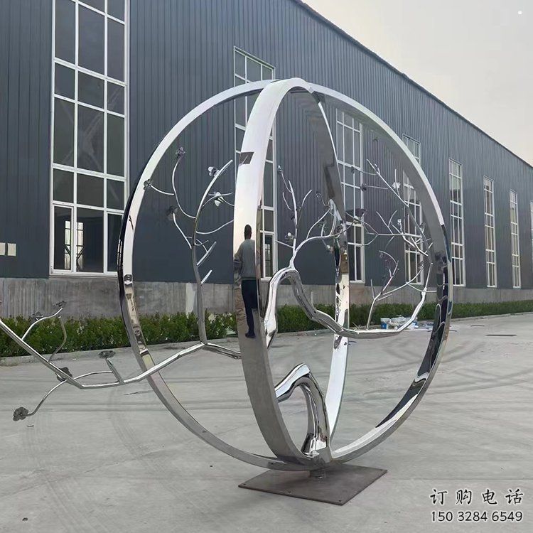 圓環(huán)樹雕塑優(yōu)選，陸地擺件，不銹鋼圓環(huán)樹雕塑供應