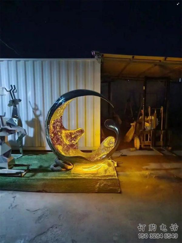 燈光水滴雕塑廠家，抽象理念，不銹鋼環(huán)形水滴雕塑