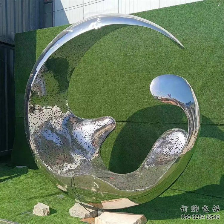 水滴環(huán)雕塑，創(chuàng)意設計類型，不銹鋼圓環(huán)水滴雕塑廠家